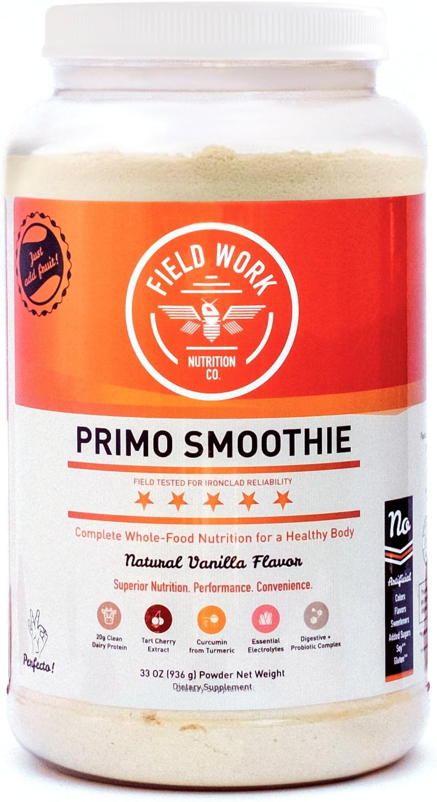 Co. Primo Smoothie Meal​ ​Replacement​ Shake ​with Grass Fed Whey​ ​Protein​:​ Real Food​ Protein Powder​ ​Smoothie​ ​Mix with Turmeric, Tart Cherry and Probiotics