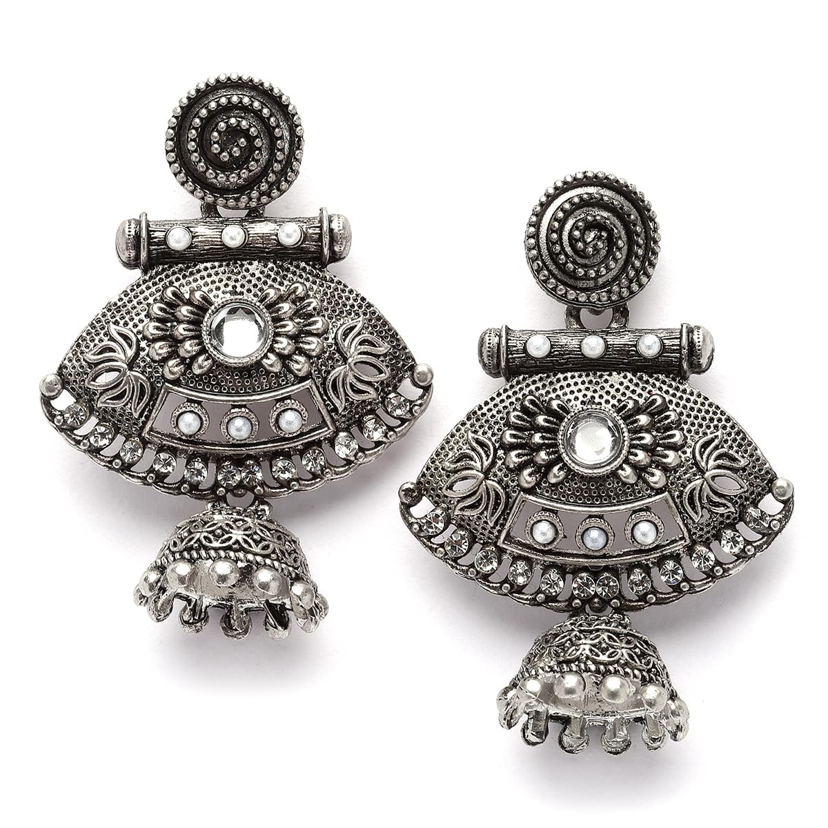 See full amazon price history chart for Karatcart Oxidised Silver Pearl and Kundan Studded Drop Jhumki Earrings for Women Karatcart Oxidised Silver Pearl and Kundan Studded Drop Jhumki Earrings for Women (B0CFXK5JC7) Amazon Price History, Amazon Price Tracker
