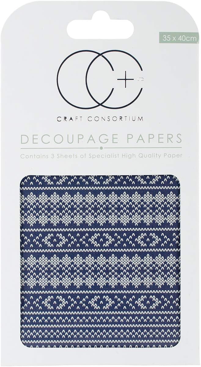 Craft Consortium "Nordic Stitch Decoupage Papers (3/Pack), 13.75" x 15.75"