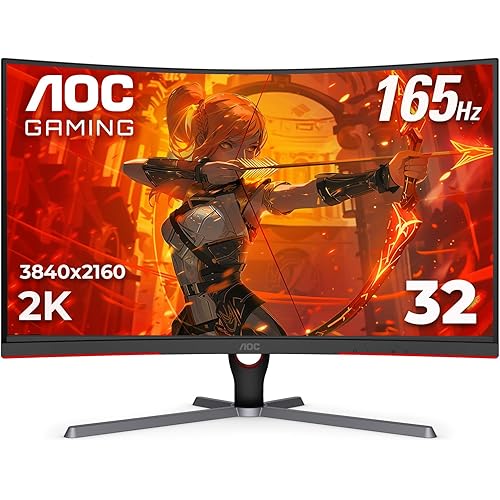 AOC CQ32G3SE 32" Curved Gaming Monitor 2K QHD 2560x1440, 1000R, 165Hz 1ms, AMD FreeSync Premium, 3-Year Zero Dead Pixel Guarantee,Black