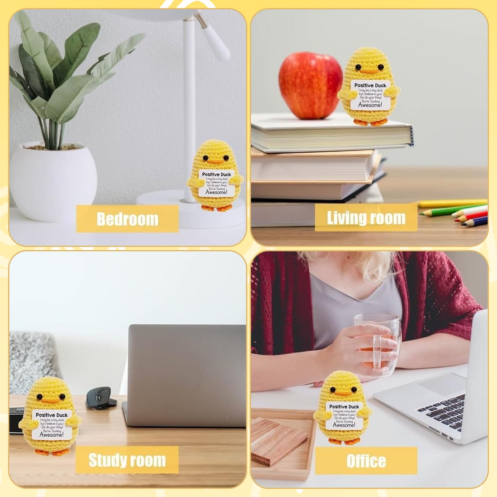 Maisy The Crochet Emotional Support Duck: Desk Decor Gift - View #2
