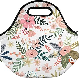 Popfunk Mia Charro Flowers in a French Garden Soft Neoprene Lunch Bag, Lightweight, Insulated, Reusable for School, Work, Office