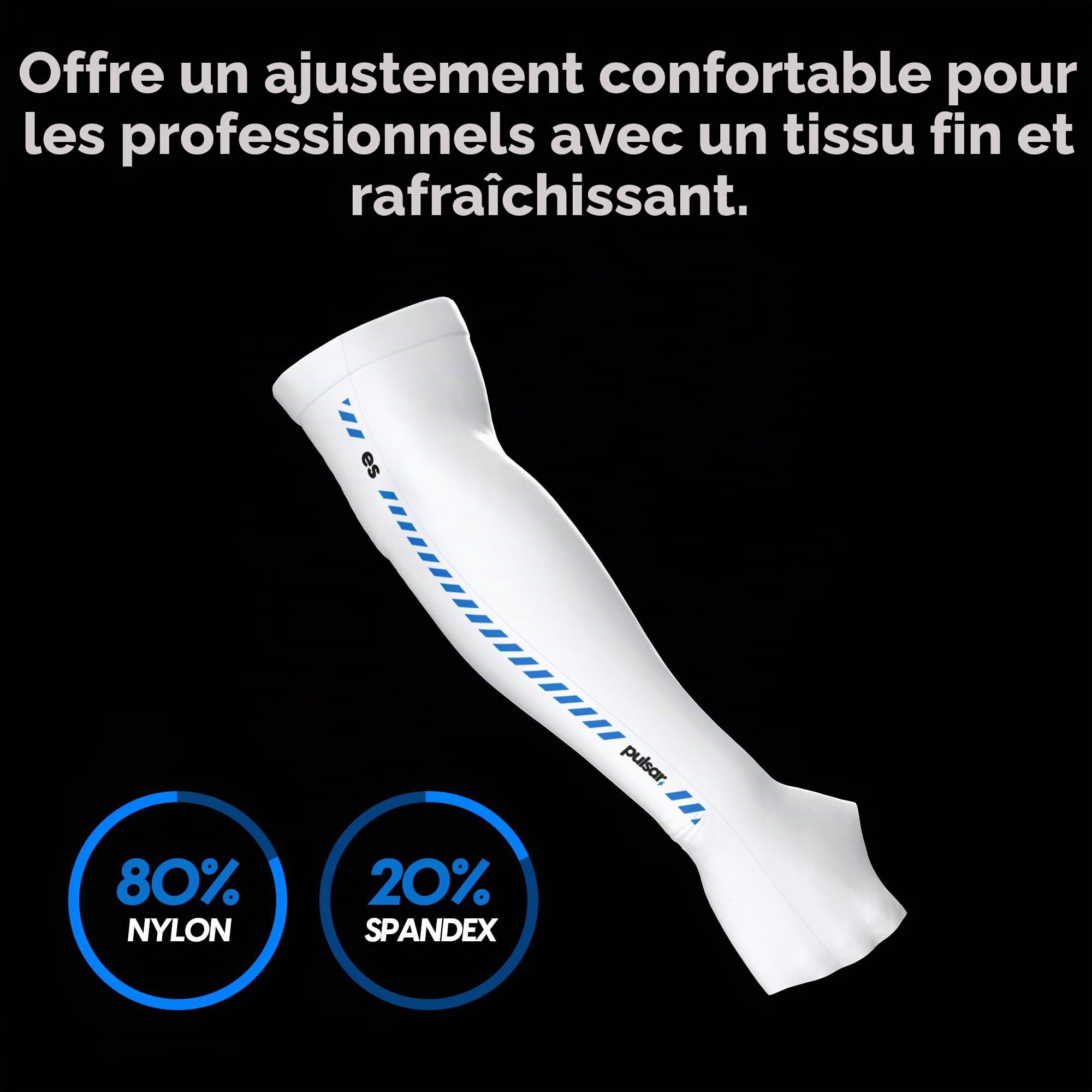Pulsar Gaming Gears eS Armsleeve Une bande haute résistance pour une meilleure mise au point, réduit la fatigue (paume longue, blanc, L)