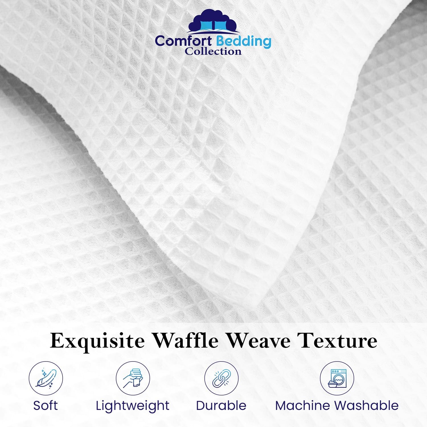 Premium Waffle Weave Standard Pillow Shams Set of 2 White 100% Organic Cotton White Waffle Weave Pillow Shams with Envelope Closure, Ultra Soft, Cozy & Decorative Pillow Cover, 20 x 26 inch