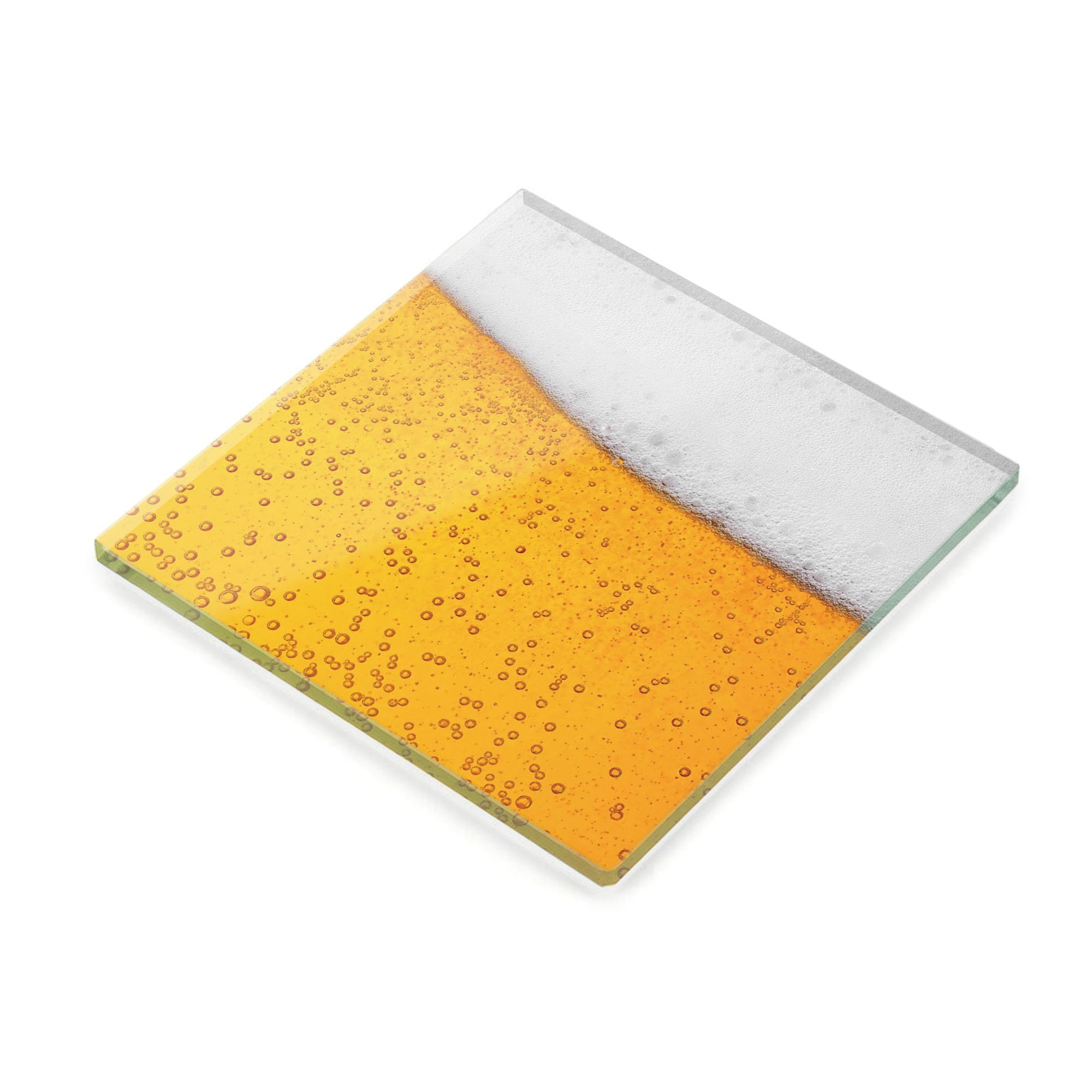 Beer Effect Square Glass Coaster Funny Beer Drink Coaster Tempered Glass Pub Bar Gift (Plain Packaging)