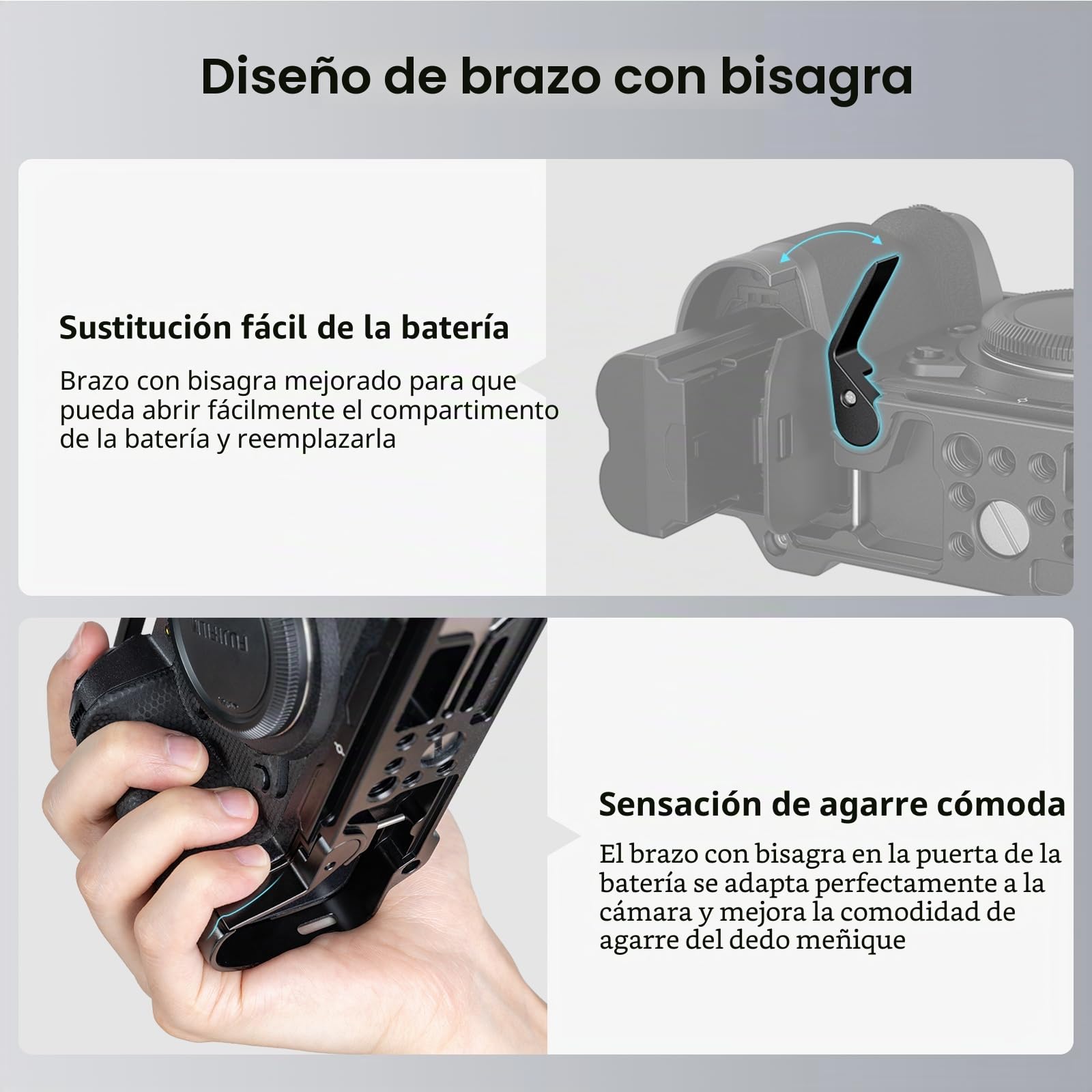 SMALLRIG X-H2 / X-H2S Camera Full Cage para FUJIFILM X-H2 / X-H2S, Equipo de Cámara para Hacer Videos de Aleación de Aluminio con Rails NATO, Placa de Liberación Rápida para Arca - 3934B