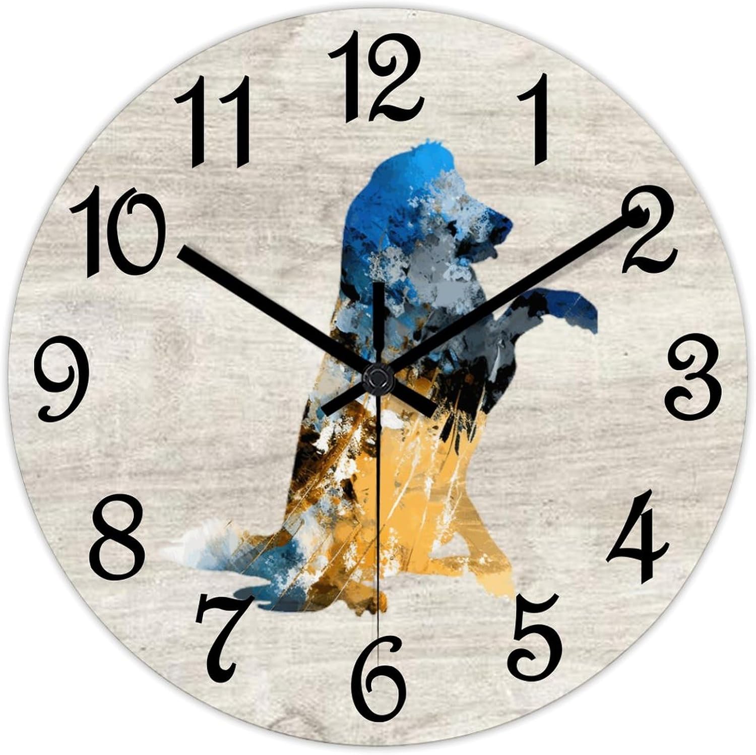Border Collie Wooden Wall Clock Dog Mom Gift Hanging Wall Clock Battery Operated Non-Ticking Sweep 12 Inch Rustic Chic Farmhouse Wall Clock for Wall Laundry