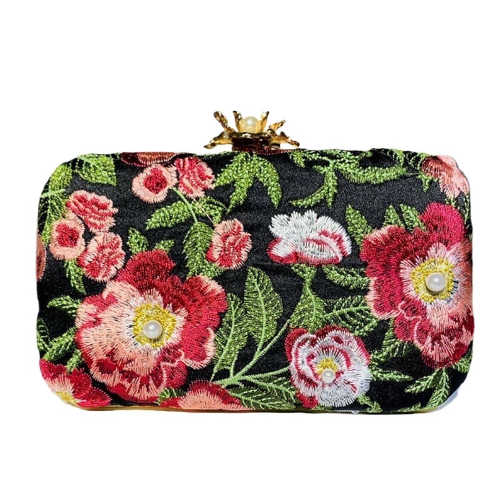 Bestickte Clutch Handgemachte bestickte Damentasche Perlen Abendtasche Damen Handtasche Vintage Schultertasche FüR Hochzeits Party Und Geschenke