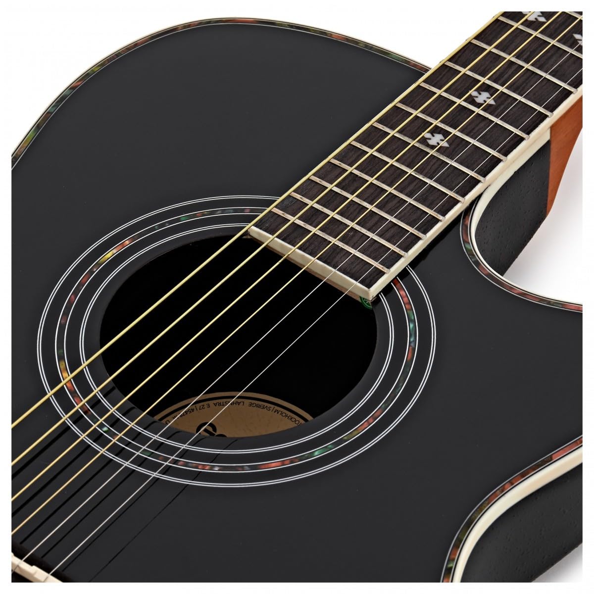 Pacchetto Completo con Chitarra Acustica Roundback di Gear4music Nero | Design Roundback Nero, Pickup e Accordatore K-2T Integrati, Corpo ABS Resistente al Feedback, Pacchetto Completo