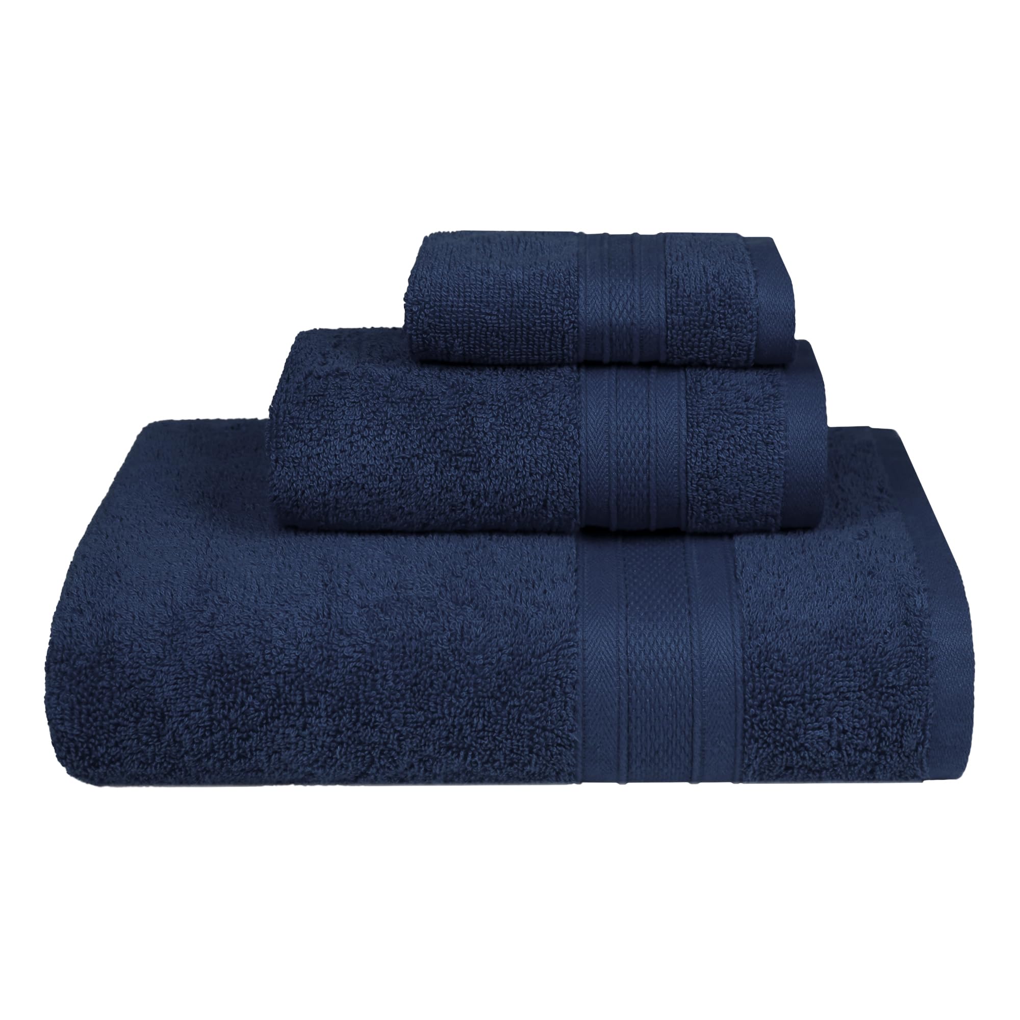 Trident Soft Comfort Air Rich Towels for Bath, 100% Cotton Towel, Super Soft, Highly Absorbent, 3 Pieces Towel Set, 500 GSM - Navy