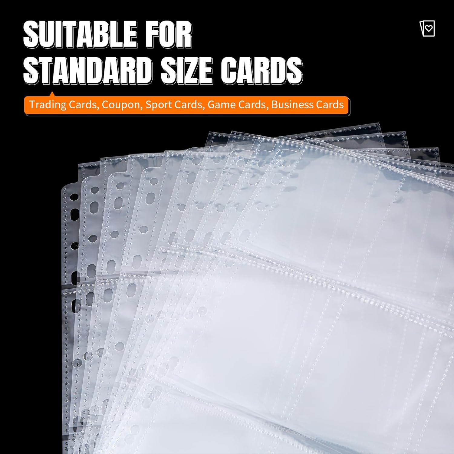 9 Pocket Card Sleeves Binder Sheets for 3 Ring Binder, 1224 Pockets Double-Sided Transparent Trading Card Pages Sleeves for Sports, MTG, Baseball, Game, Business (68 Pages)