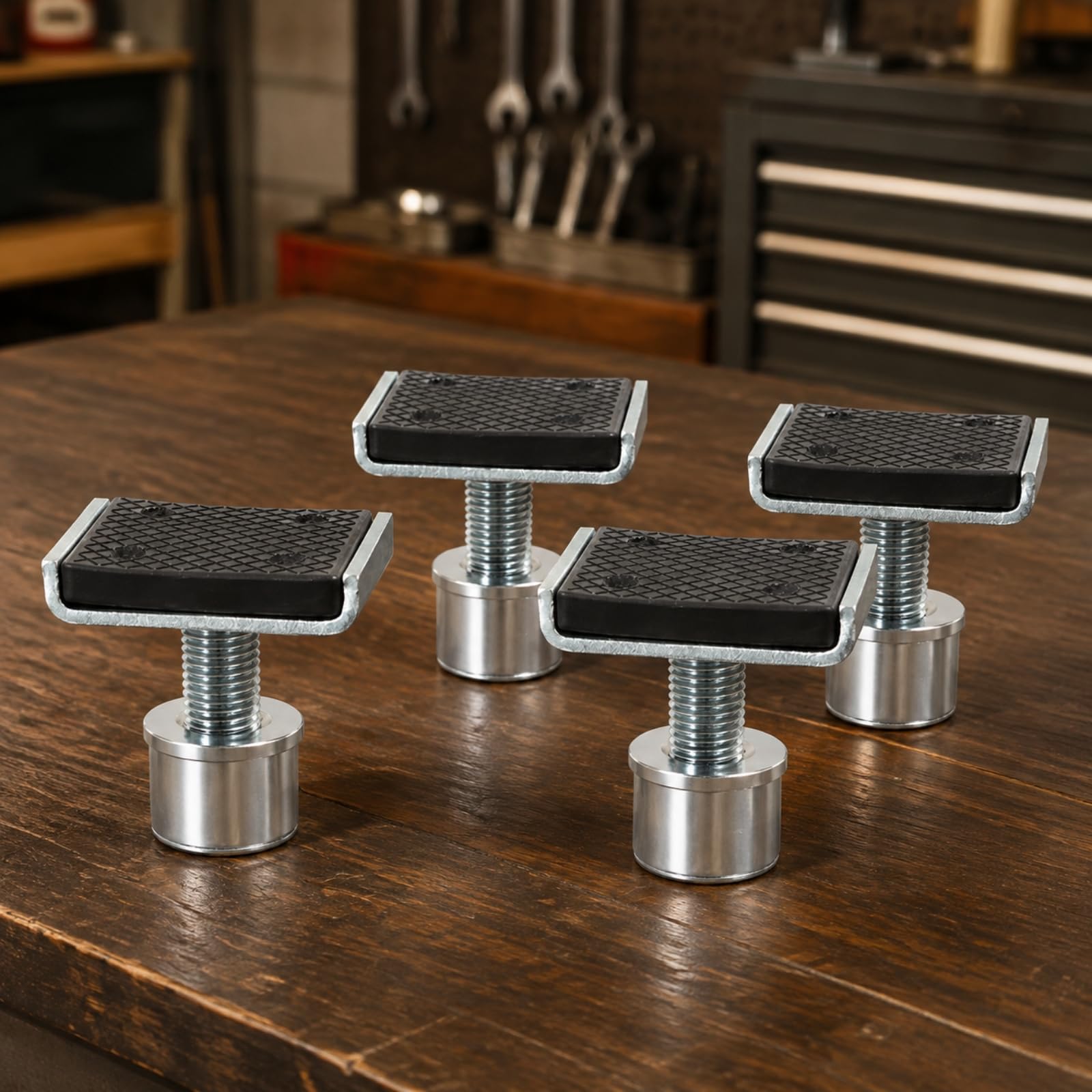 4 Piezas Elevador con Goma Antislizan Almohadilla Elevador Resisn Accesorio para Taller Mecánico, 50MM