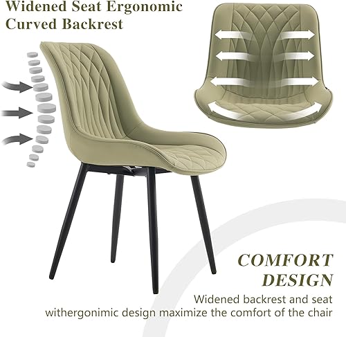 Miniatura 9 de YOUNIKE Juego de 2 sillas de comedor modernas de mediados de siglo para cocina, comedor con respaldo alto, tapizado de piel sintética, cómodo,
