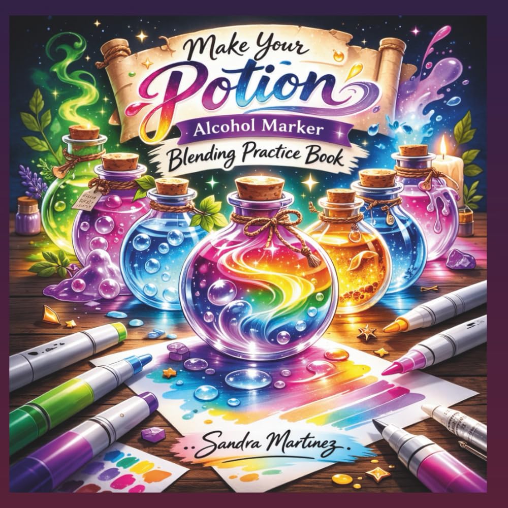 Make Your Potion: Alcohol Marker Coloring Book for Blending Practice: Fantasy Potion Coloring Pages for Alcohol Markers — Blending Techniques, Creative Marker Practice for Adults and Teens