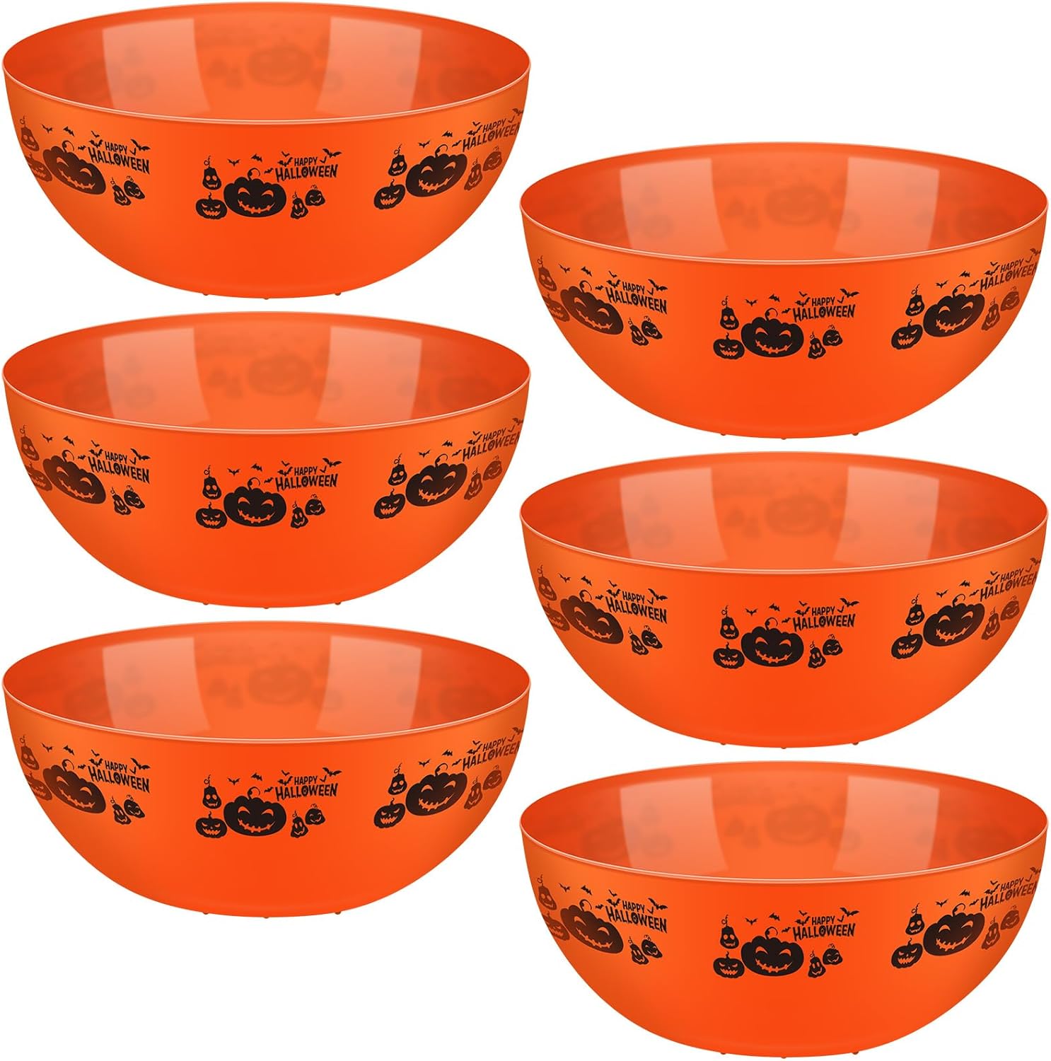 Funtery 6 Pcs Halloween Candy Bowl Large Halloween Plastic