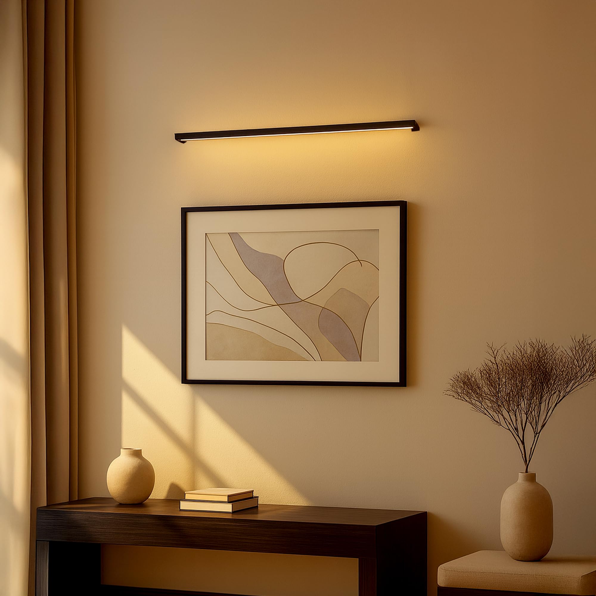 SSC-LUXon LED Wandstrahler Innen Außen YALKO 90 cm schwenkbar 330° IP54 – lange Wandlampe mit warmweißen Licht für Wohnzimmer Bad Terrasse