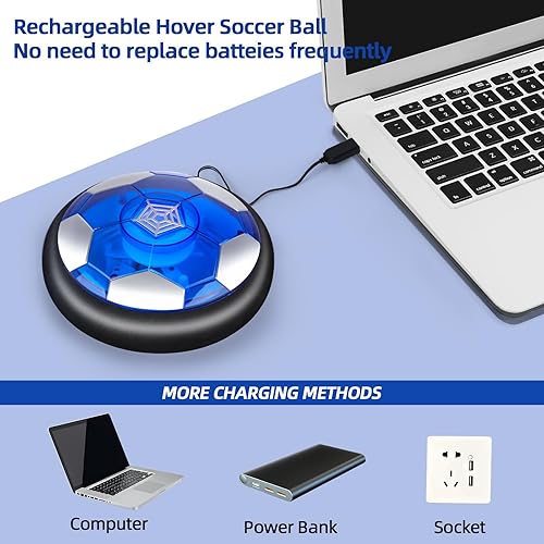 Miniatura 5 de Hover - Balón de fútbol para niños, juego de juguetes de fútbol flotante 4 en 1, pelota de fútbol flotante recargable con luz LED, juguetes para