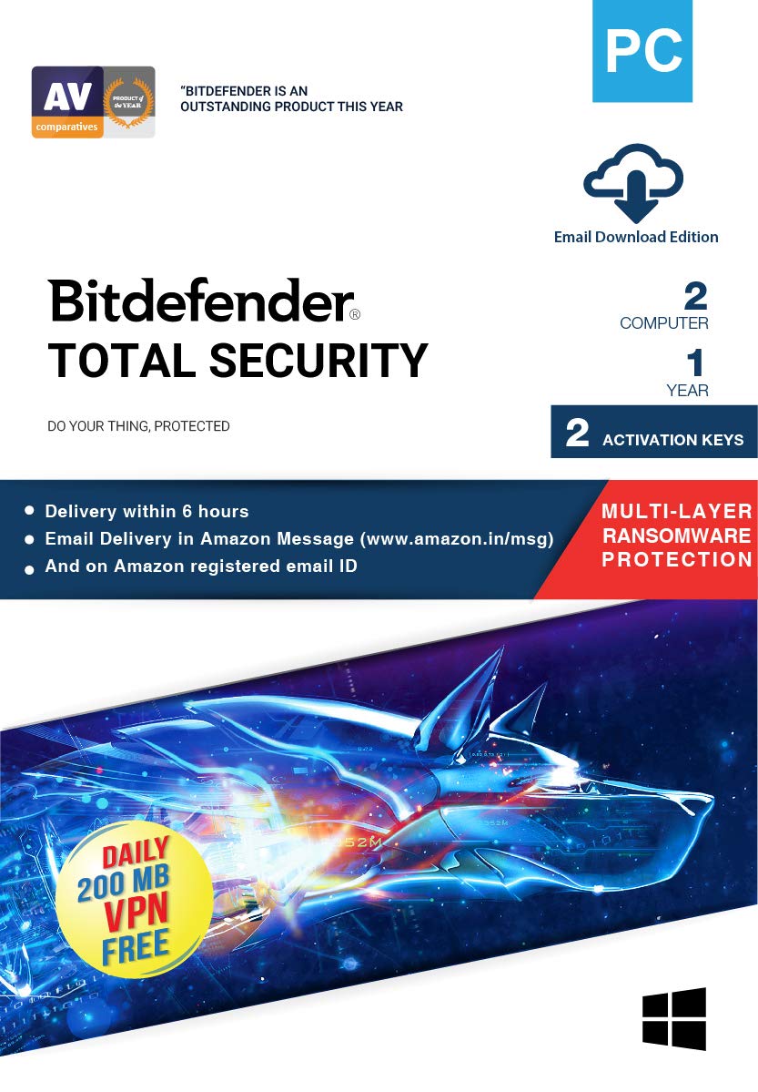 BitDefender Total Security -2 Users (2 Split Key) 1 Year Latest Version (Windows) (Email Delivery in 2 hours- No CD) (B07M7N8YHN) Amazon Price History, Amazon Price Tracker