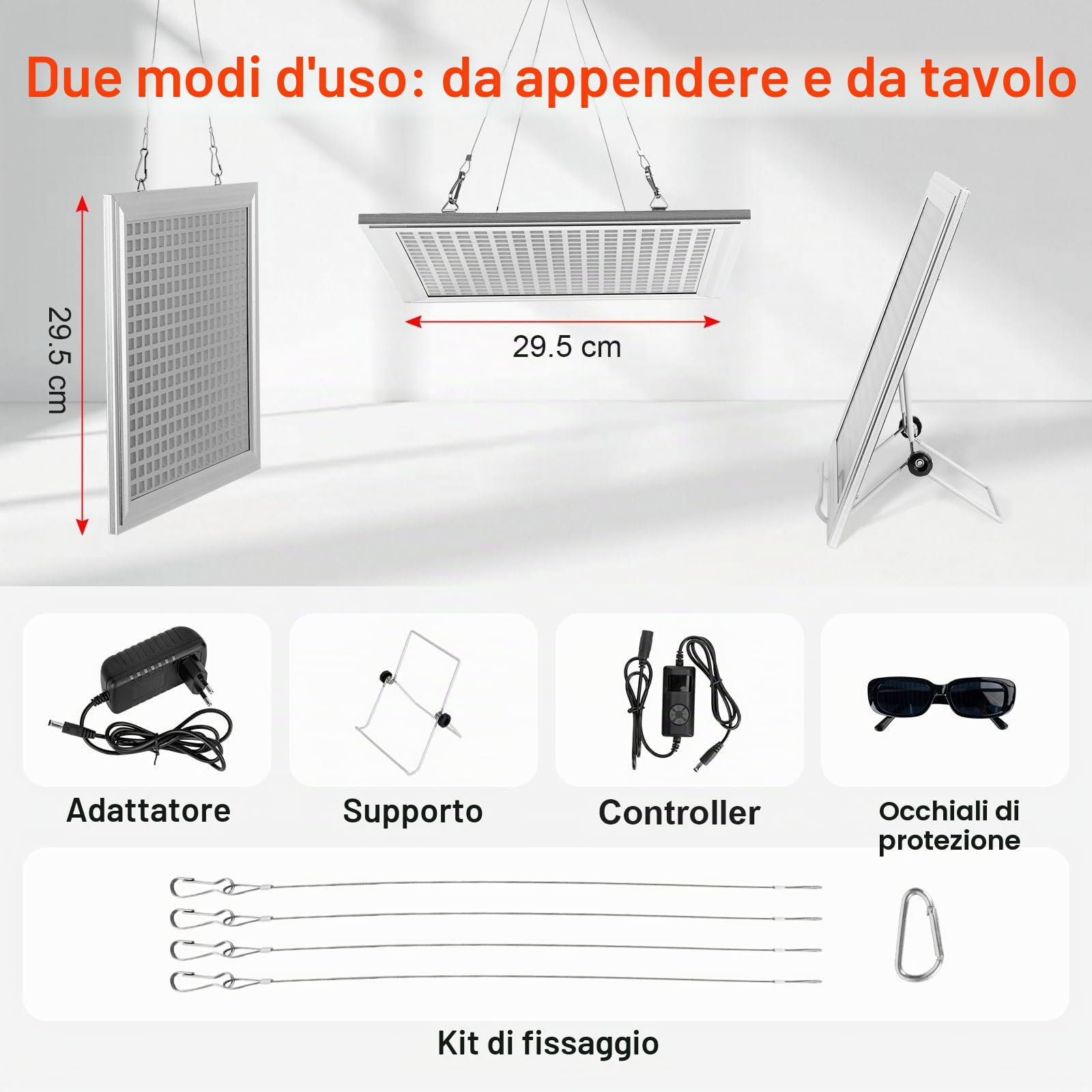 Lampada Infrarossi, Relassy Luce Rossa Viso 660nm 850nm, Panel Luz Roja 5 Llivelli di Luminosità, 289 LEDs con Supporto E Timer, per Viso, Corpo, Telaio In Alluminio, Lampada Non Produce Calore