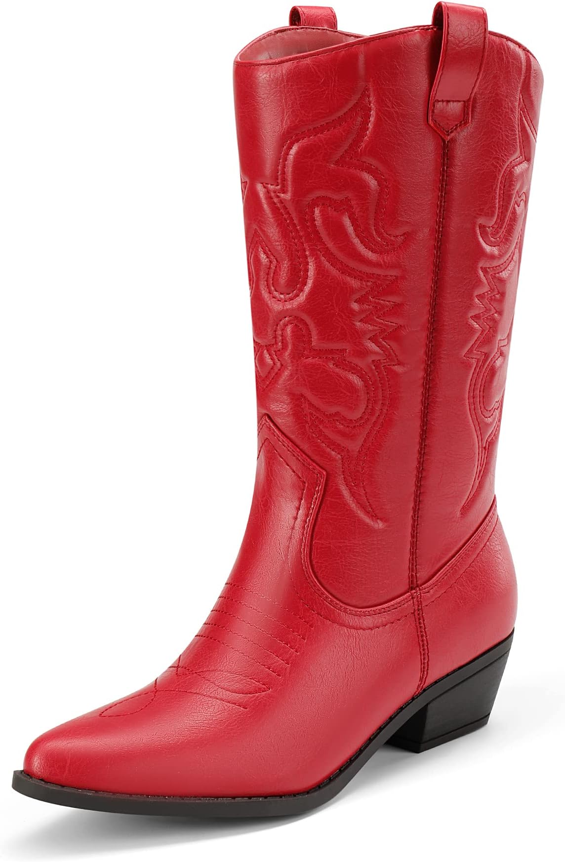 DREAM PAIRSWomen's Cowboy Boots Pull On Cowgirl Boots Mid Calf Western Boots