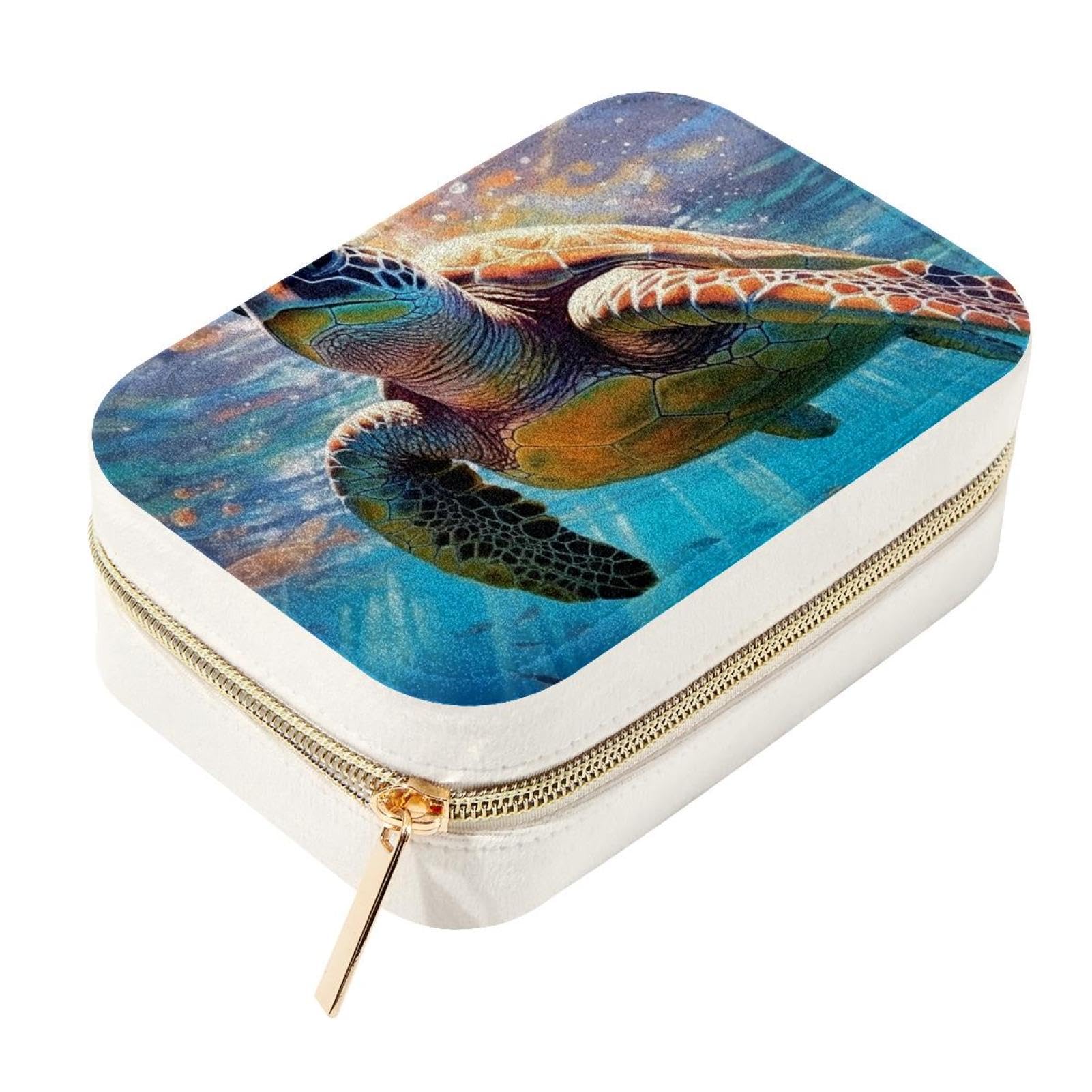 Boîte à bijoux tortue de voyage en velours pour bagues et colliers