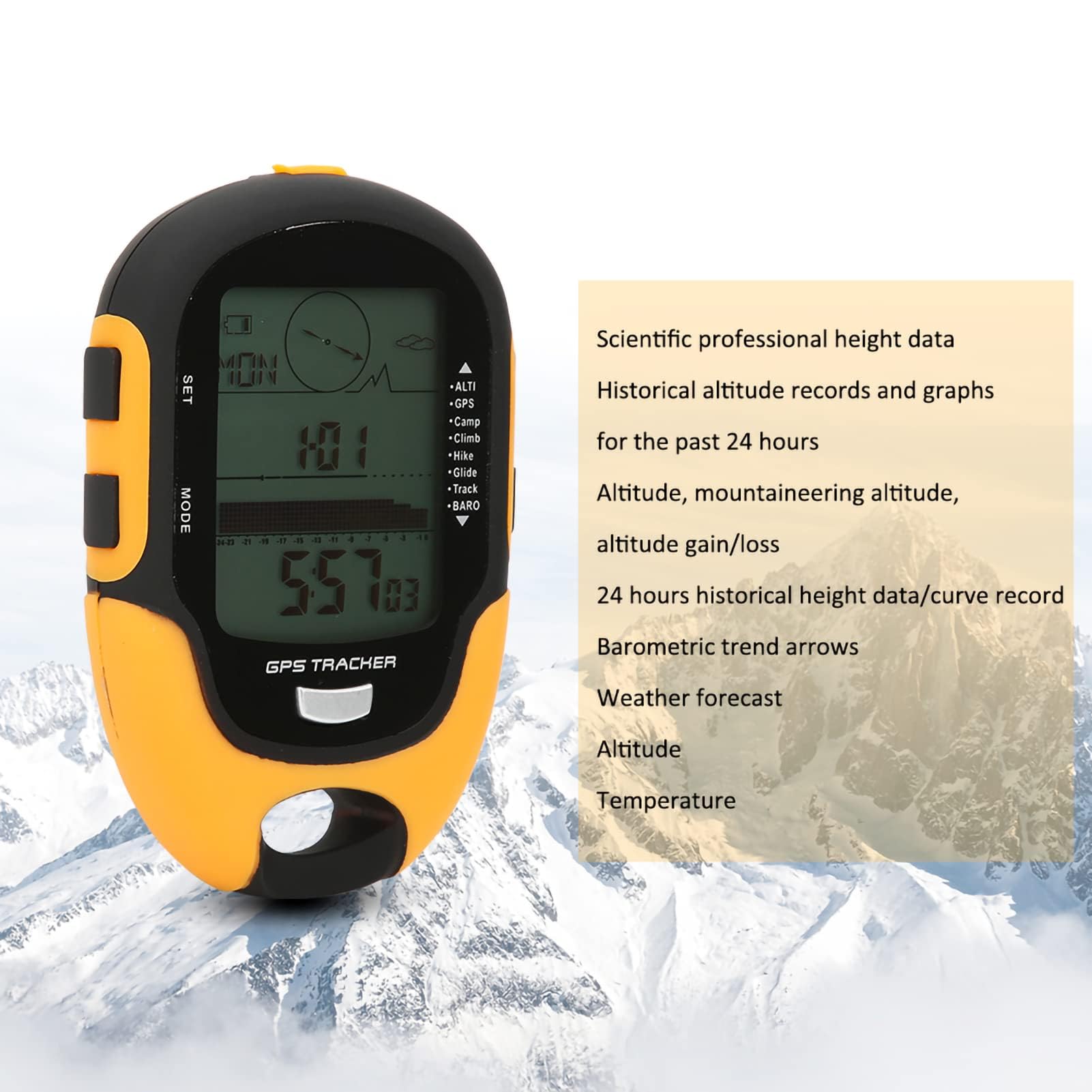 Agatige GPS Navigation Tracker, IPX4 GPS Altitude Meter Portable Handheld Digital Navigation Altitude Meter Handheld Baromètre Numérique Rechargeable USB pour la Randonnée, la Chasse, Le Sac à Dos