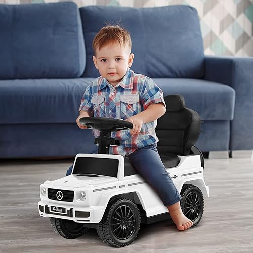 Miniatura 9 de Costzon Coche de empuje para niños pequeños cochecito Mercedes Benz 3 en 1 con toldo asa barandilla de apoyabrazos almacenamiento debajo de la