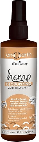 Nature's Miracle One Earth - Aerosol desodorizante sin agua de cáñamo, 8 onzas, fórmula hidratante sin enjuague con aroma a miel para perros de