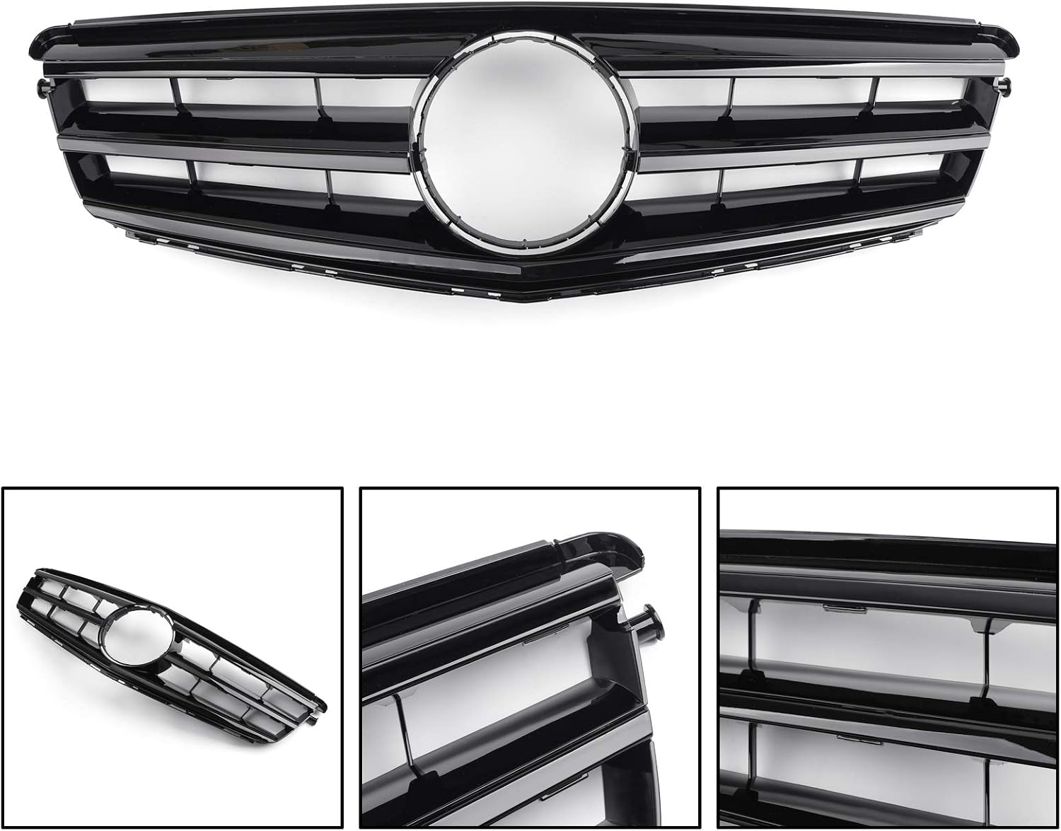 Topteng 𝐅𝐫𝐨𝐧𝐭 𝐆𝐫𝐢𝐥𝐥𝐞 𝐂𝐞𝐧𝐭𝐞𝐫 𝐆𝐫𝐢𝐥𝐥 with LED Emblem compatible with BENZ W204 C300 C350 2008 2009 2010 2011 2012 2013 2014, NOT fit on C63 AMG