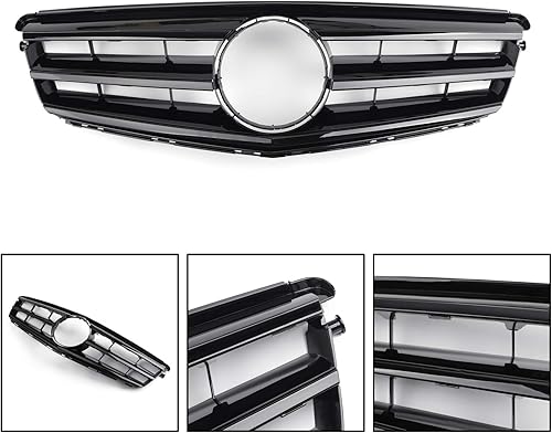 Vista 24 de Topteng Rejilla delantera con emblema LED, rejilla superior delantera de repuesto para BENZ W204 C300 C350 2008-2014, no compatible con C63 AMG