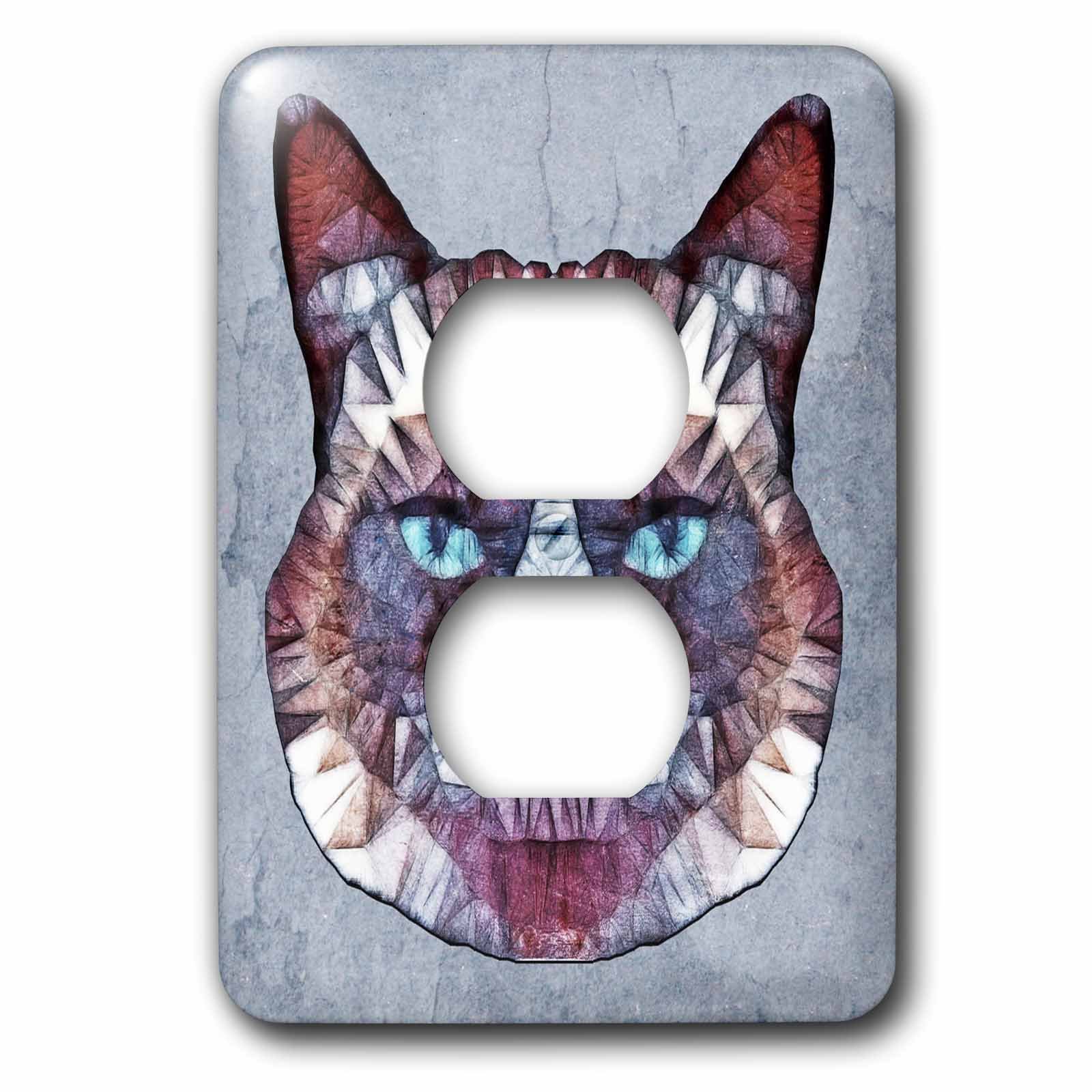 Abstrait Cat 2 Bouchon de prise multicolore 3dRose LSP_201618_6 pour decoration murale