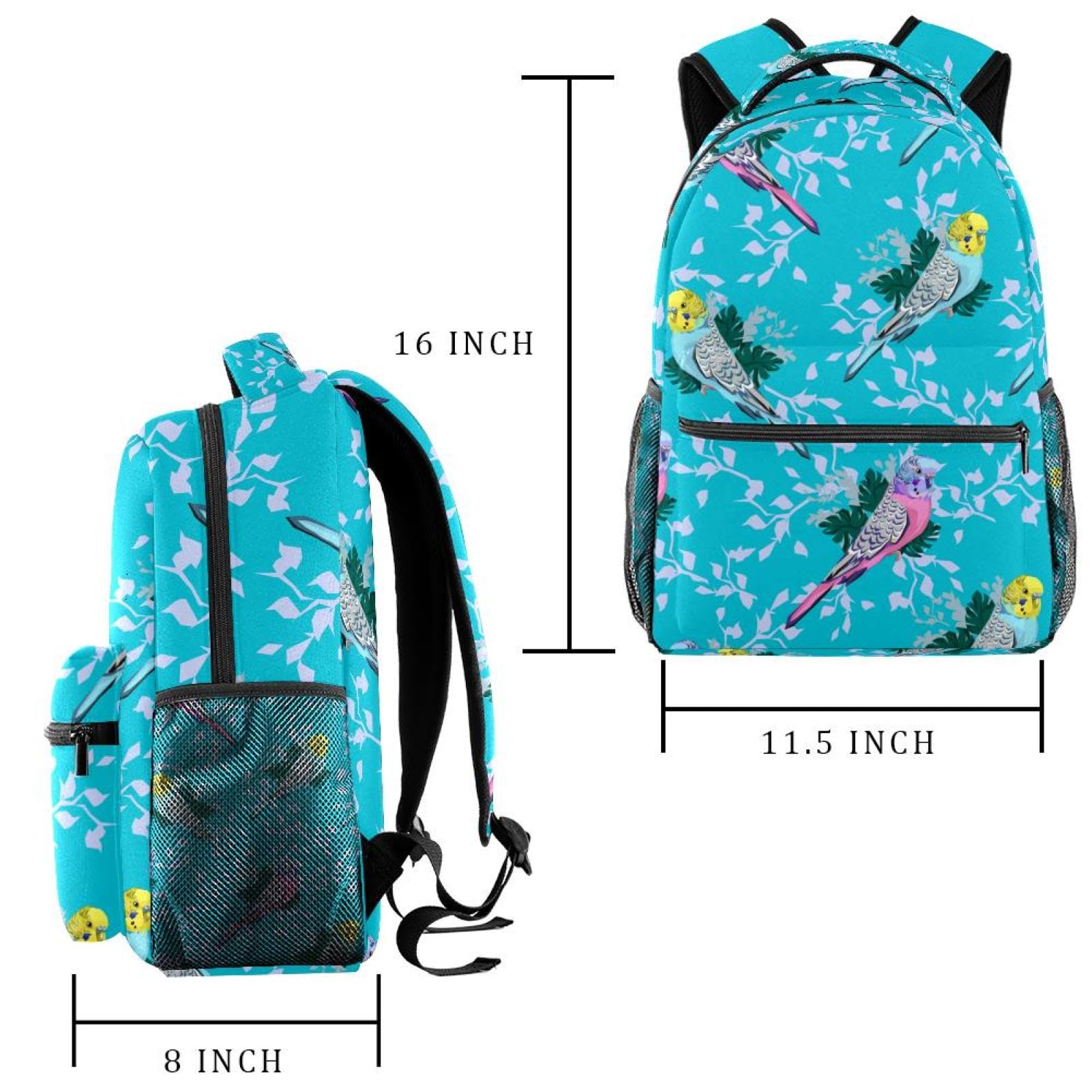 Zaino scolastico per uomini e donne, borsa da viaggio per computer portatile, con uccellino, leggero, zaino casual per libri