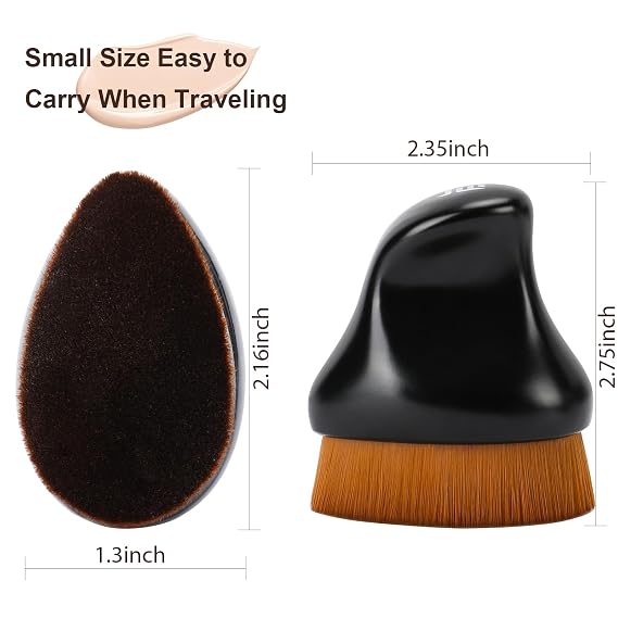 Foundation Makeup Brush,Kabuki Bronzer Brush for Blending Liquid, Cream Cosmetics with Ergonomic Handle (Matte Black)
