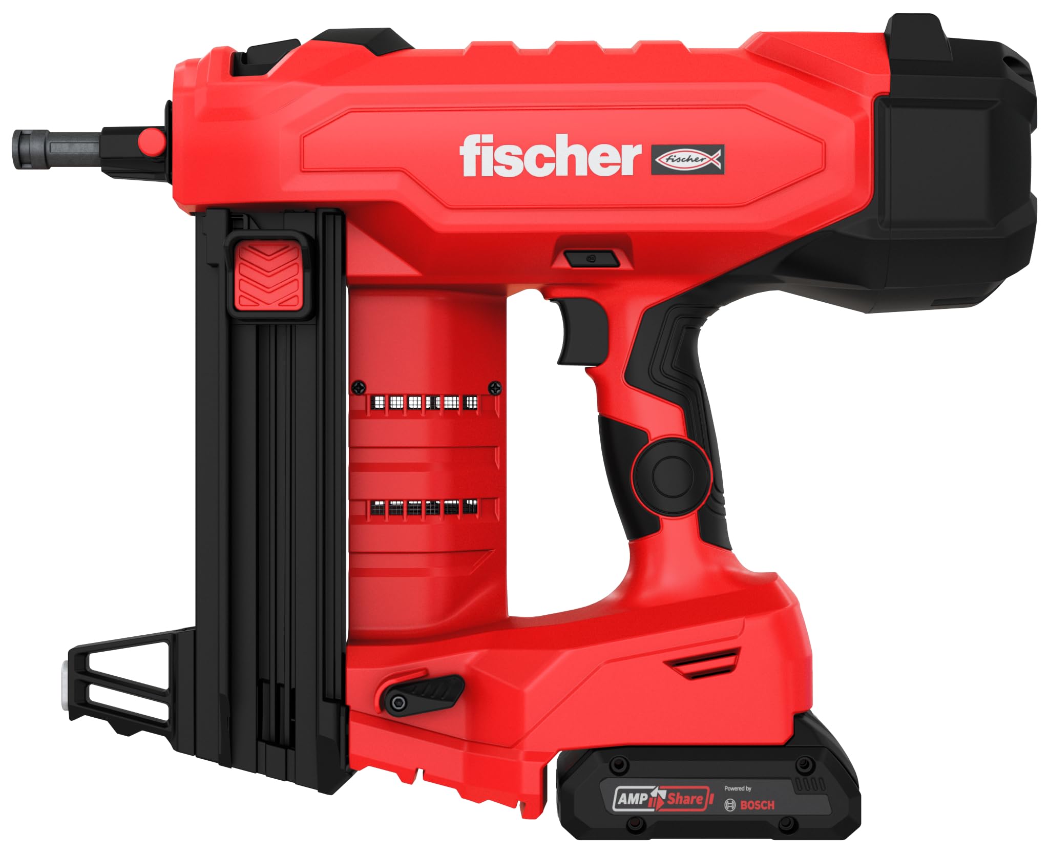 fischer Set di chiodi per calcestruzzo a batteria FXC 85, senza gas, AMPShare Alliance, con regolazione della profondità, per 500 chiodi per carica, con 2 batterie Bosch ProCore da 18 V e caricatore