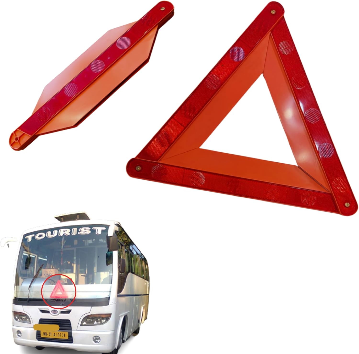 Foldable Triangle Warning Frame Triangle Emergency Warning Triangle Reflector Safety Triangle Kit Without Stand for During Roadside Breakdowns 2pcs