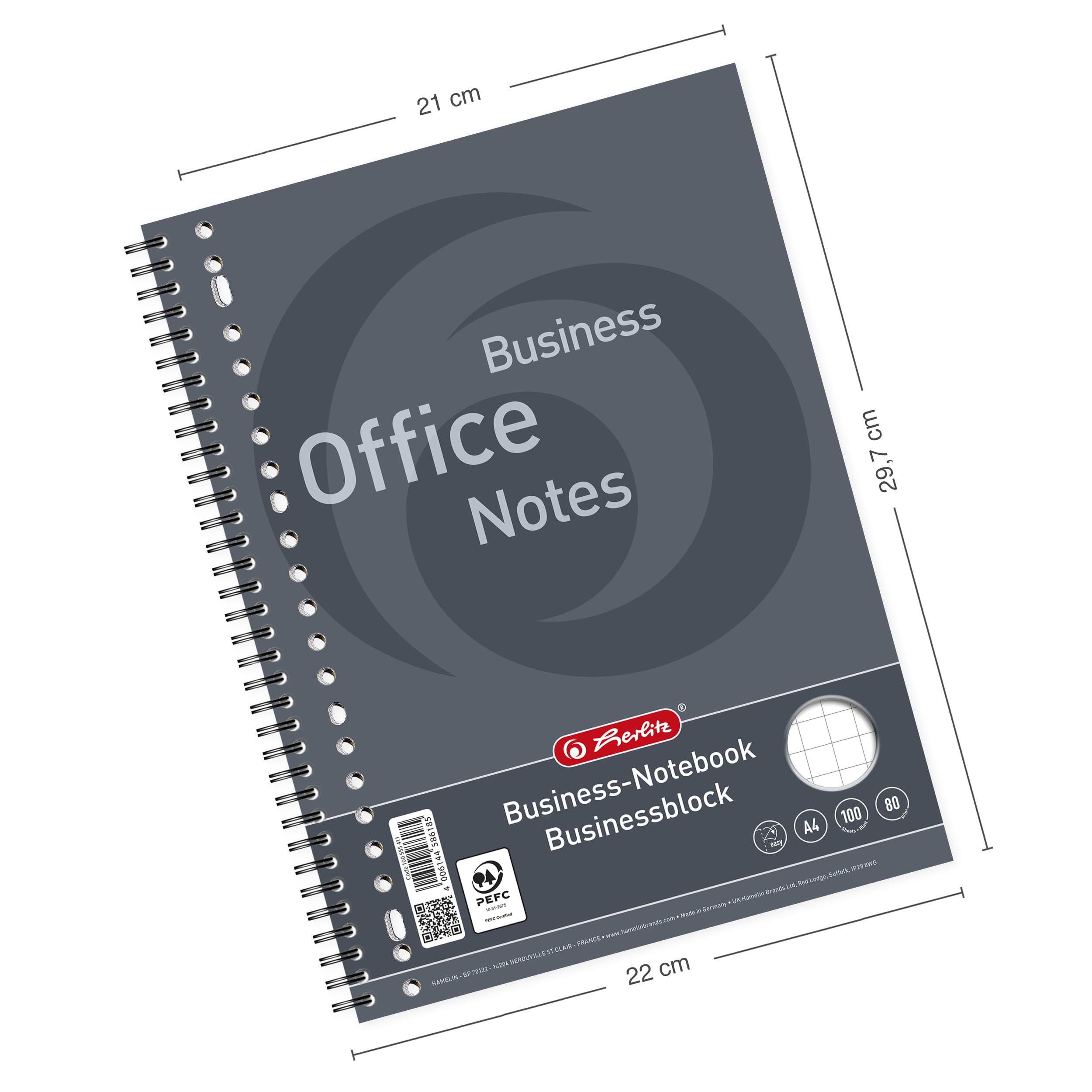 Landré 100555411 College Lot de 5 blocs de 100 feuilles format A4 Blanc à carreaux avec marges Papier 80 g/m²