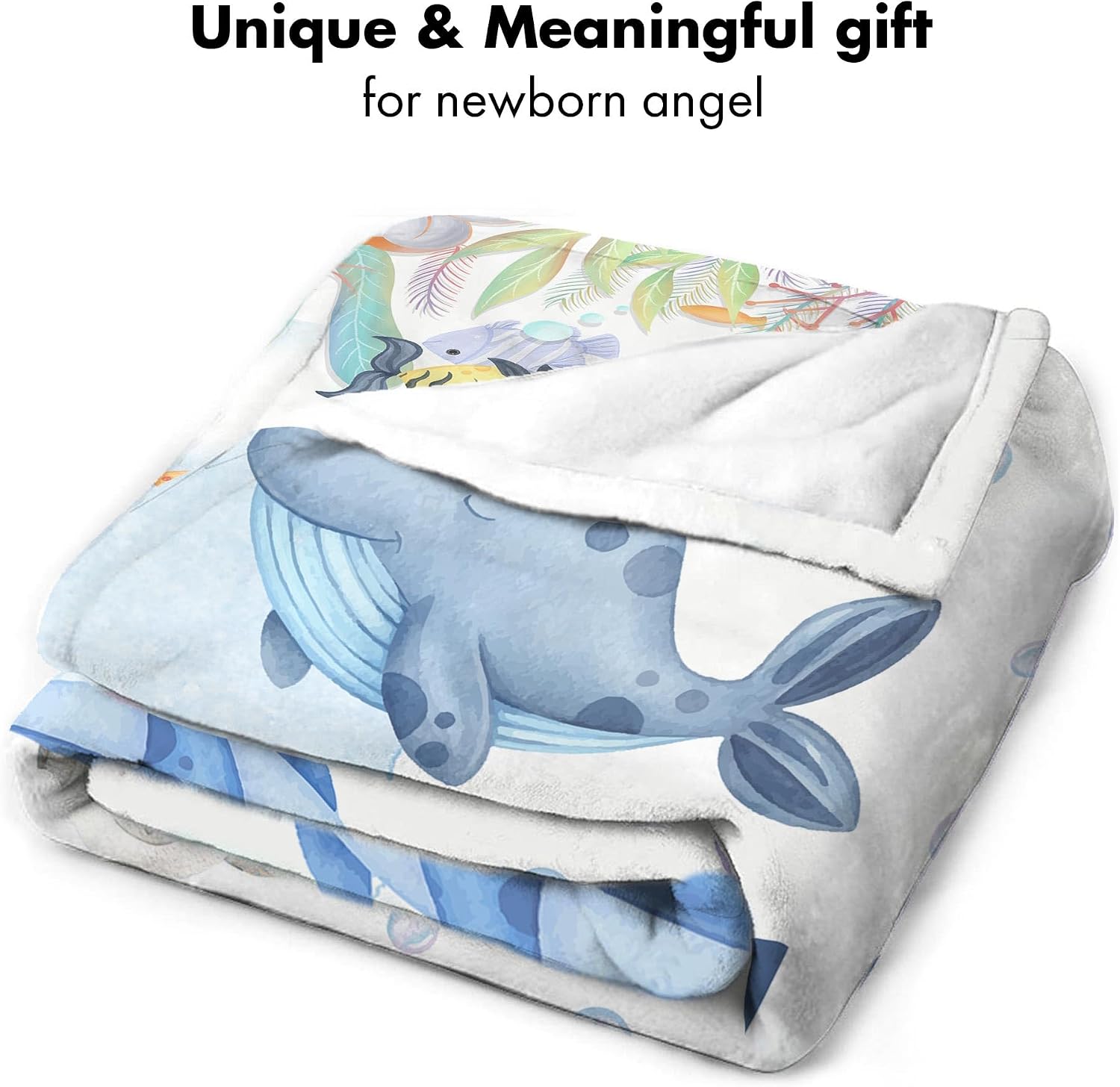 Personalized Ocean Theme Baby Blanket, Underwater Animals Plush Swaddle, Custom Soft Fleece Sea Creatures Wrap, Newborn Nautical Nursery Décor