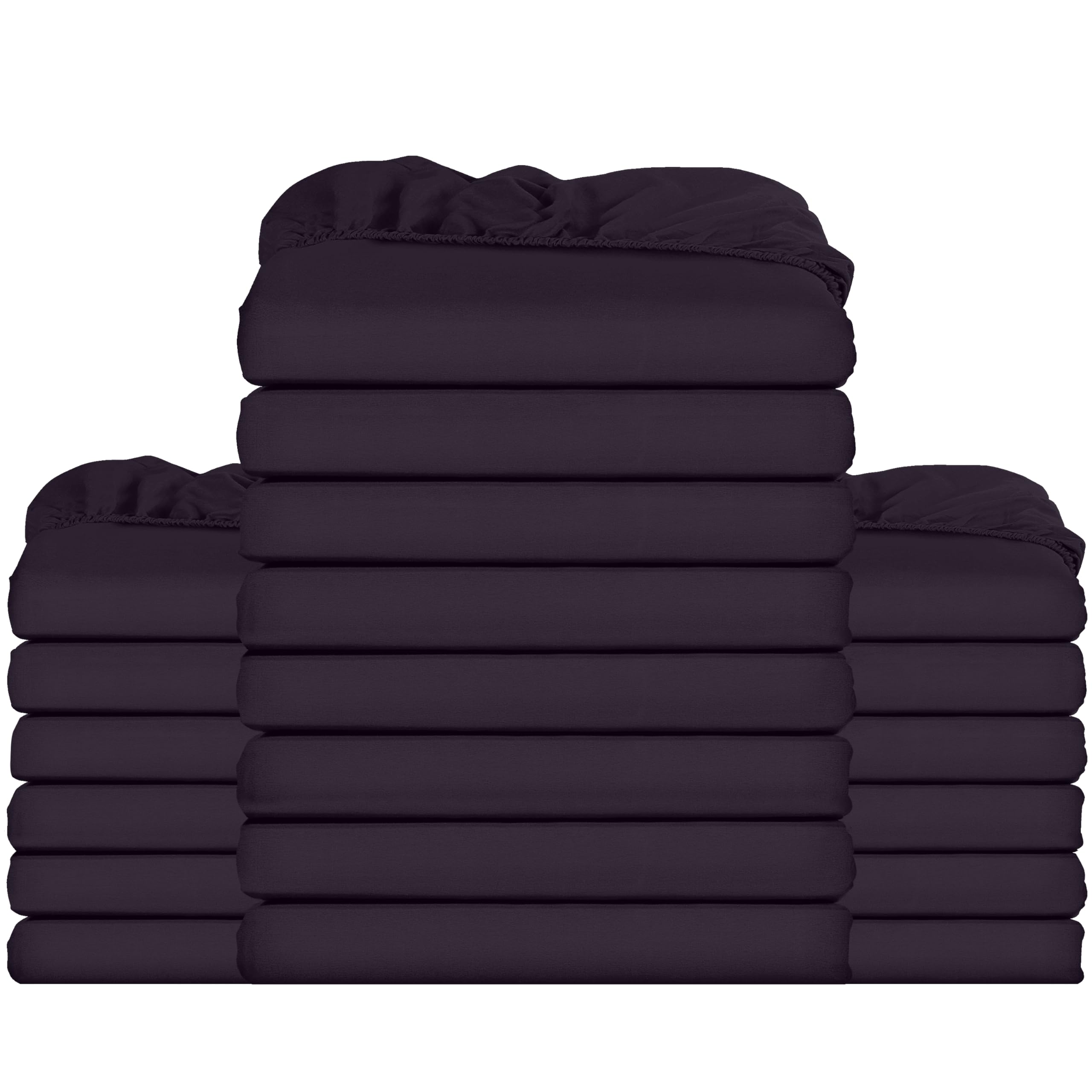 Utopia Bedding Fitted Sheet Bulk Pack of 20 Pieces - Double, Purple - Deep Pocket - Easy Care Soft Brushed Microfibre Fabric - Shrinkage and Fade Resistant - Bottom Sheet