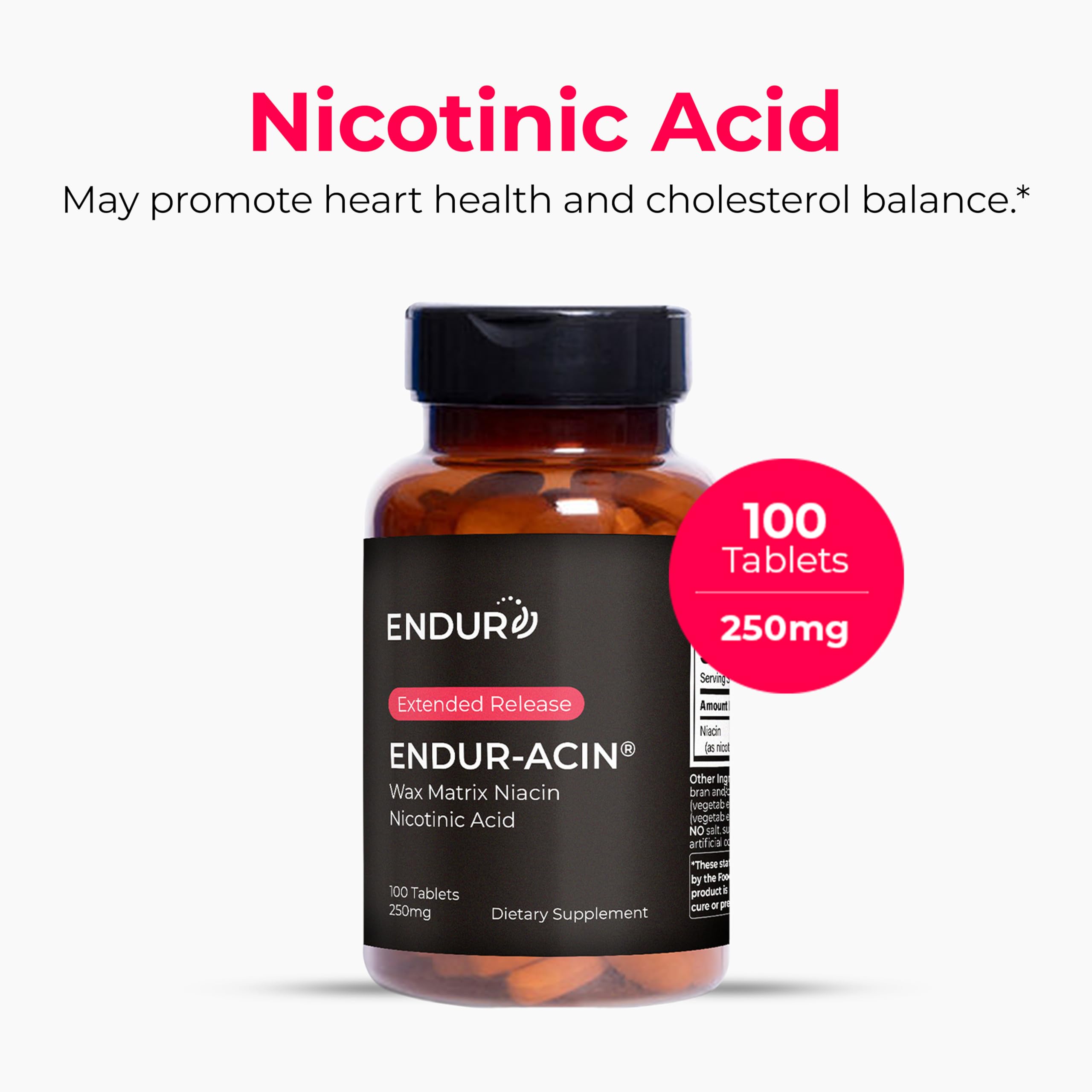 ENDUR-ACIN® Extended Release Niacin 250mg, Nicotinic Acid, 100 Tablets — Amazon image 2