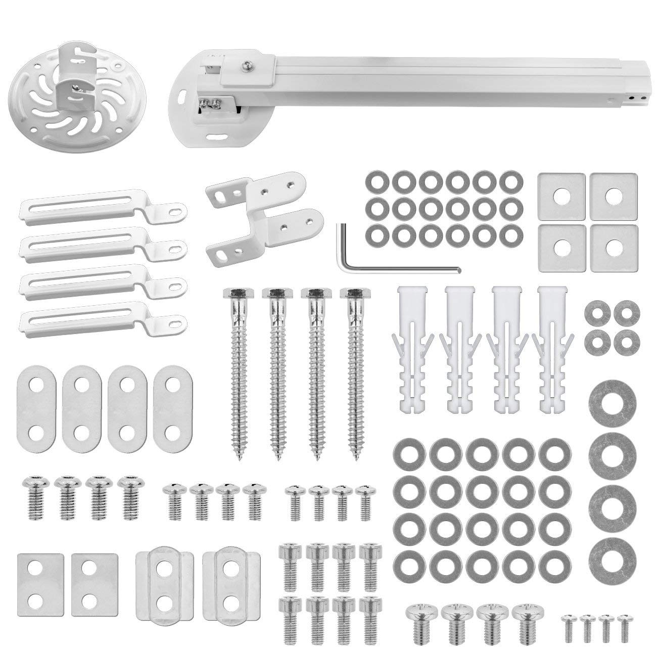 deleyCON Support de Plafond Universel pour Projecteur +- 15° d'Inclinaison - Rotation à 360° - Jusqu'à 13,5Kg - Hauteur Réglable de 545mm à 900mm - Blanc