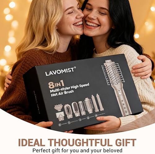 Miniatura 8 de Moldeador de Aire Caliente 8 en 1 de Doble Voltaje y Cepillo Secador de Cabello con Accesorios Alisador y Rizador, 110,000 RPM Secado Rápido Iónico