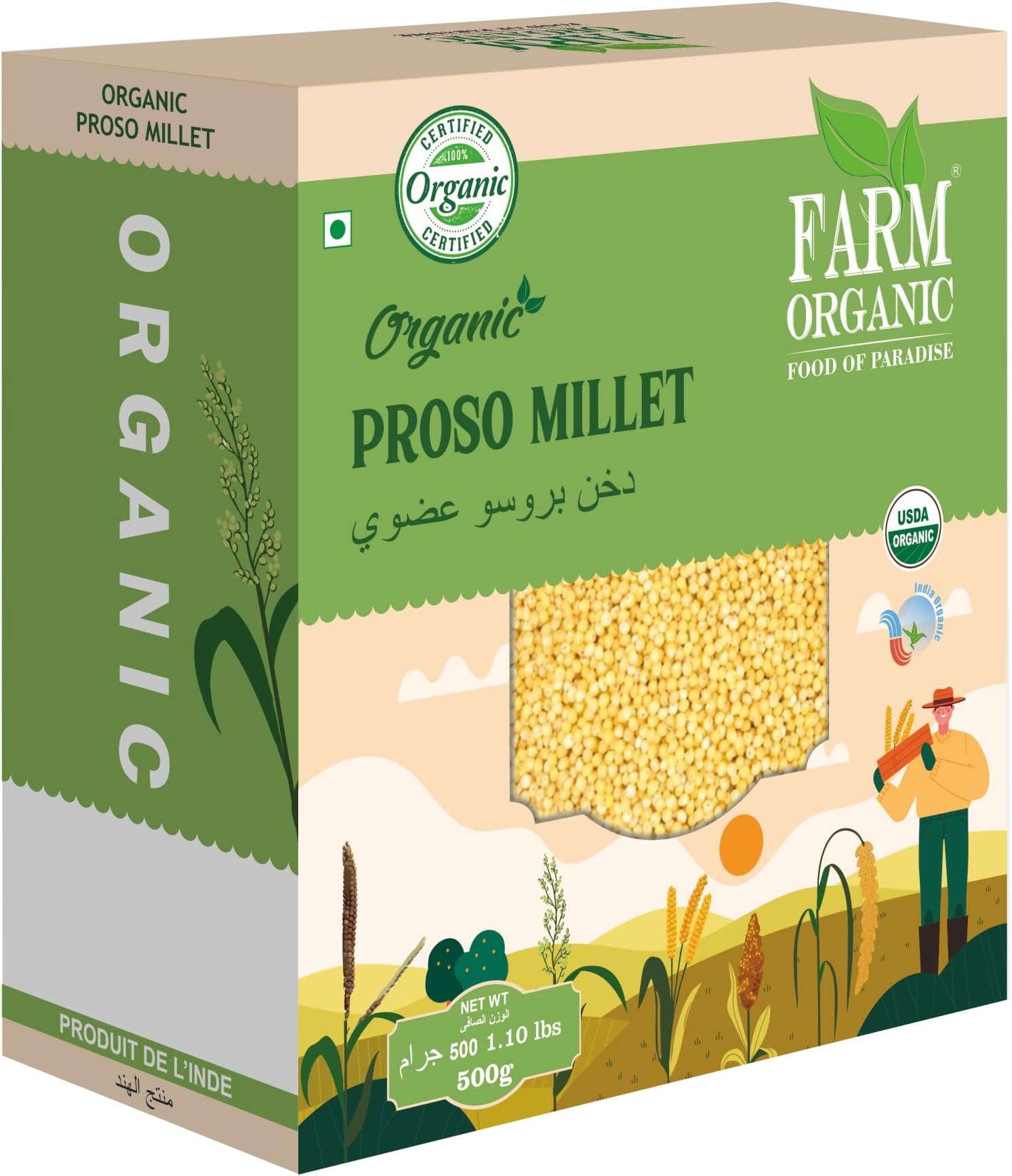 FARM ORGANICOrganic Proso Millet | 500g | Vegan | Gluten Free | NonGMO | Halal