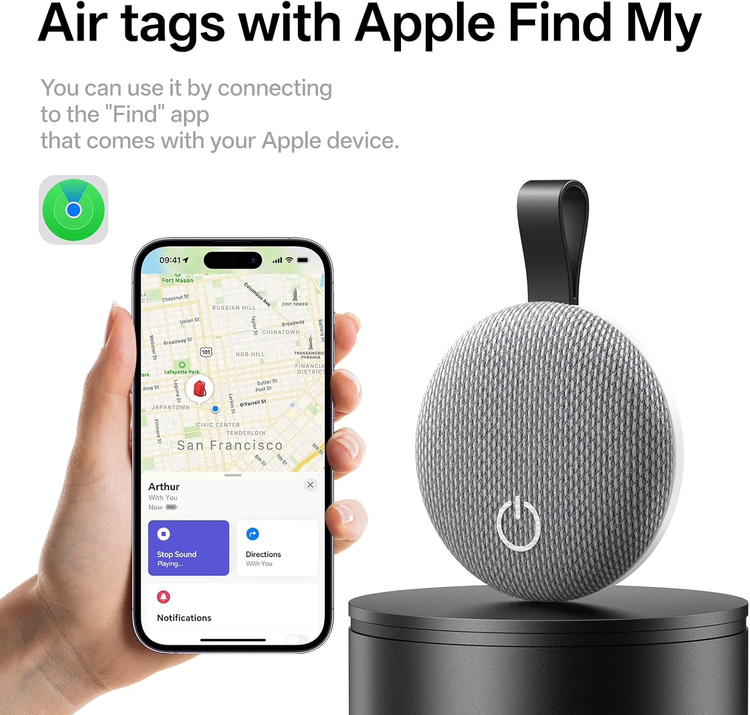 Air Tracker Tag-2 Pack, [Apple MFi Certified] Smart Tag for Apple Find My App (iOS Only), 2025 New Bluetooth Tracker Tag Item Finder for Pet, Key, Luggage, Bike, Wallet, & More (Gray, 2 Pcs) - Image 2