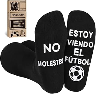 BISOUSOX Calcetines Hombre Divertidos Algodón Calcetines 39-46 Regalo Hombres Padre Fanáticos del Fútbol Calcetines Antideslizantes Regalo Cumpleaños