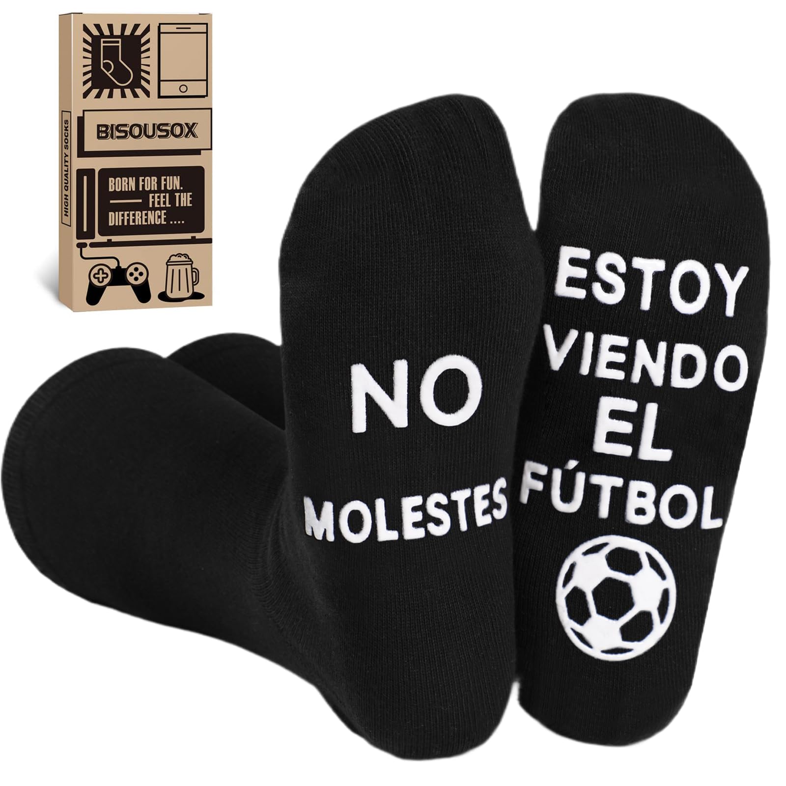 BISOUSOX Calcetines Hombre Divertidos Algodón Calcetines 39-46 Regalo Hombres Padre Fanáticos del Fútbol Calcetines Antideslizantes Regalo Cumpleaños