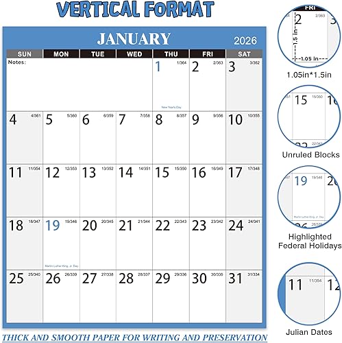 Miniatura 5 de Calendario de borrado en seco 2026 para pared, calendario 2026 de borrado en seco, calendario de pared anual, 48 x 32 pulgadas, enero de 2026 a