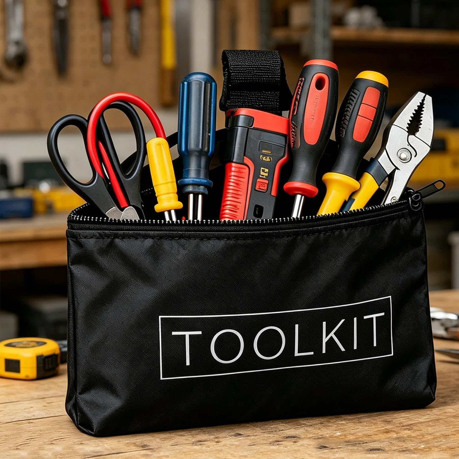 2Pcs/Set Drill Bit Metal Parts Tools Bag Waterproof Oxford Cloth Multi-functional Portable Hardware Toolkits Storage Bags (Small Black, 20x11cm)