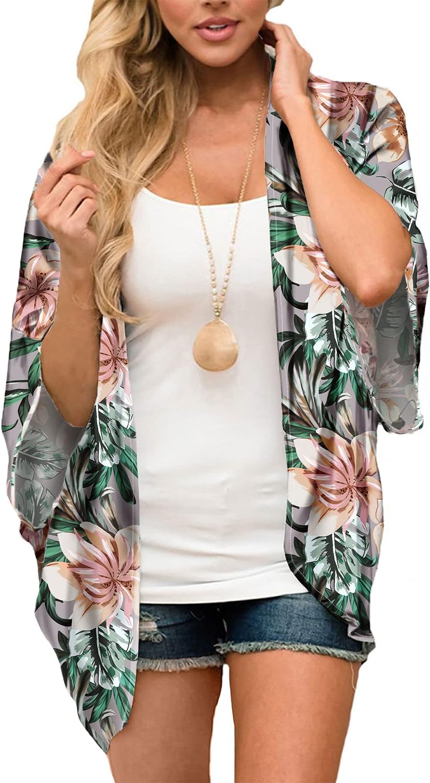 BB&KKWomen's Chiffon Kimono Loose Casual Open Front Cover Ups