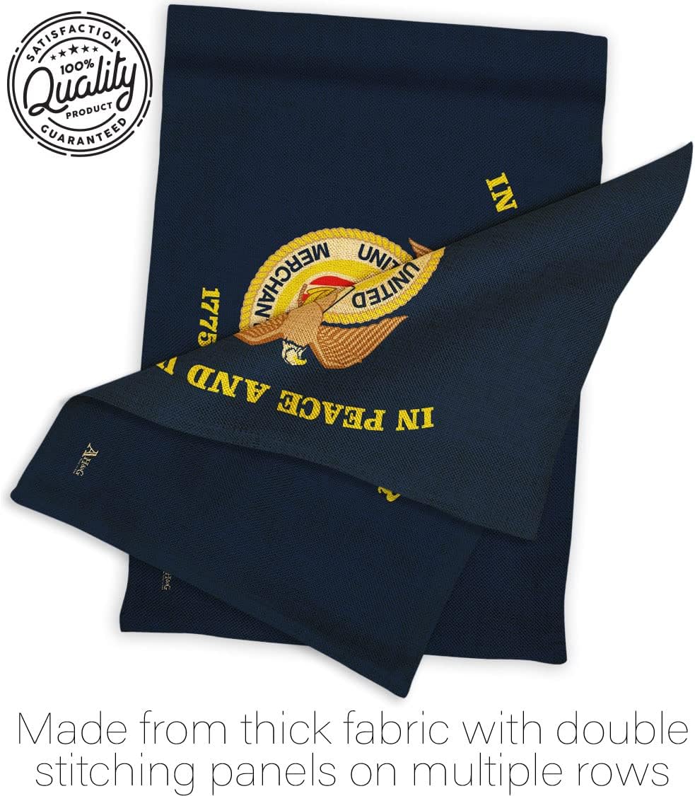 Merchant Marine Burlap Garden Flag - Set Wall Holder Armed Forces Corps USMC Semper Fi United State American Military Veteran Retire Official - House Yard Gift Double-Sided 13 X 18.5