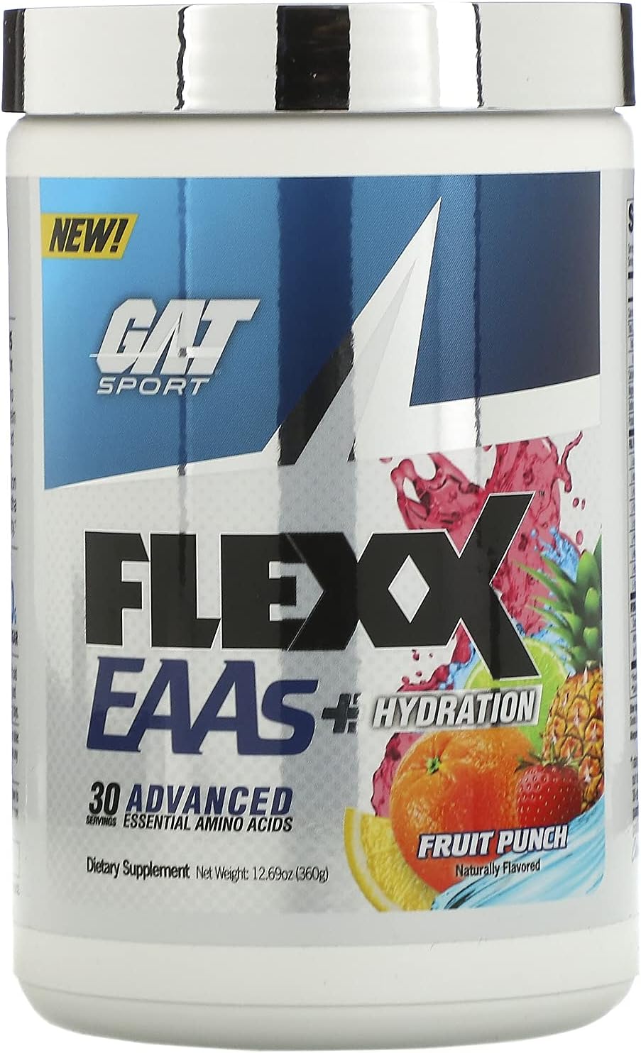 GAT SPORT FLEXX EAAs + HYDRATION, ESSENTIAL AMINO ACIDS WITH BCAAs (FRUIT PUNCH) 30 SERVINGS